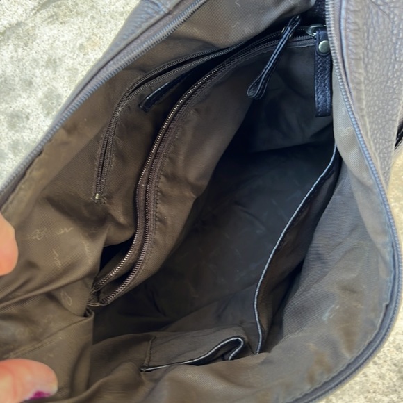 Eddie Bauer Large Brown Pebble Leather Shoulder Tote Purse - Picture 7 of 11